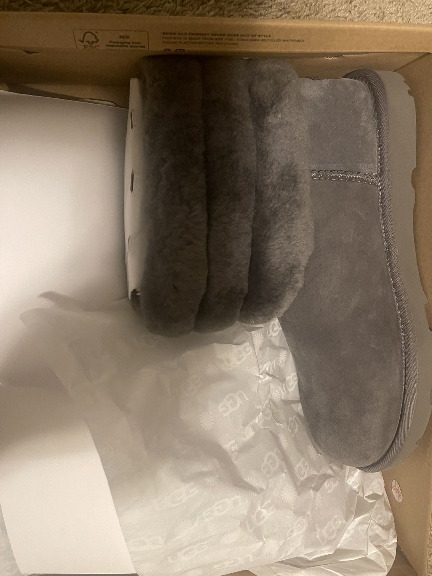 Ugg Mini Fluff Booties Grey. Size 6