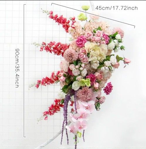 arch decor artificial flower wrought iron wedding props fake flower row wedding background flower wall
