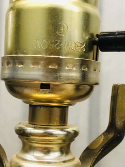 Amazing Antique Brass Under Glass Table Lamp  Thumbnail
