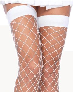 White Diamond Net Thigh High Stockings Thumbnail