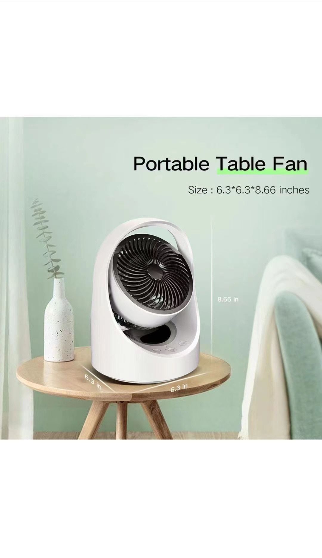 Air Circulator Fan Rechargeable Desk Fan Portable Oscillating Cordless Fan with LED Light 4 Speeds USB Powered Quiet Table Fan for Home Office Bedroom
