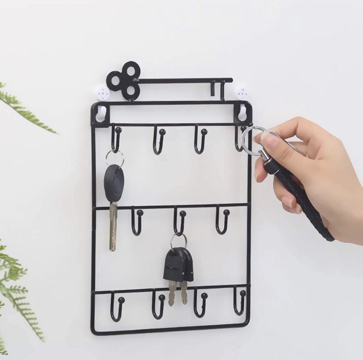 Feilifan Key Rack,Decorative Wall Mounted Holder with 11 Key Hook Key Rack Holder Organizer Metal Key Holder