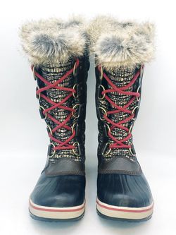 SOREL Waterproof Brown/Black Rubber Snow Boots Faux Fur Lined Womens Size 6 Thumbnail