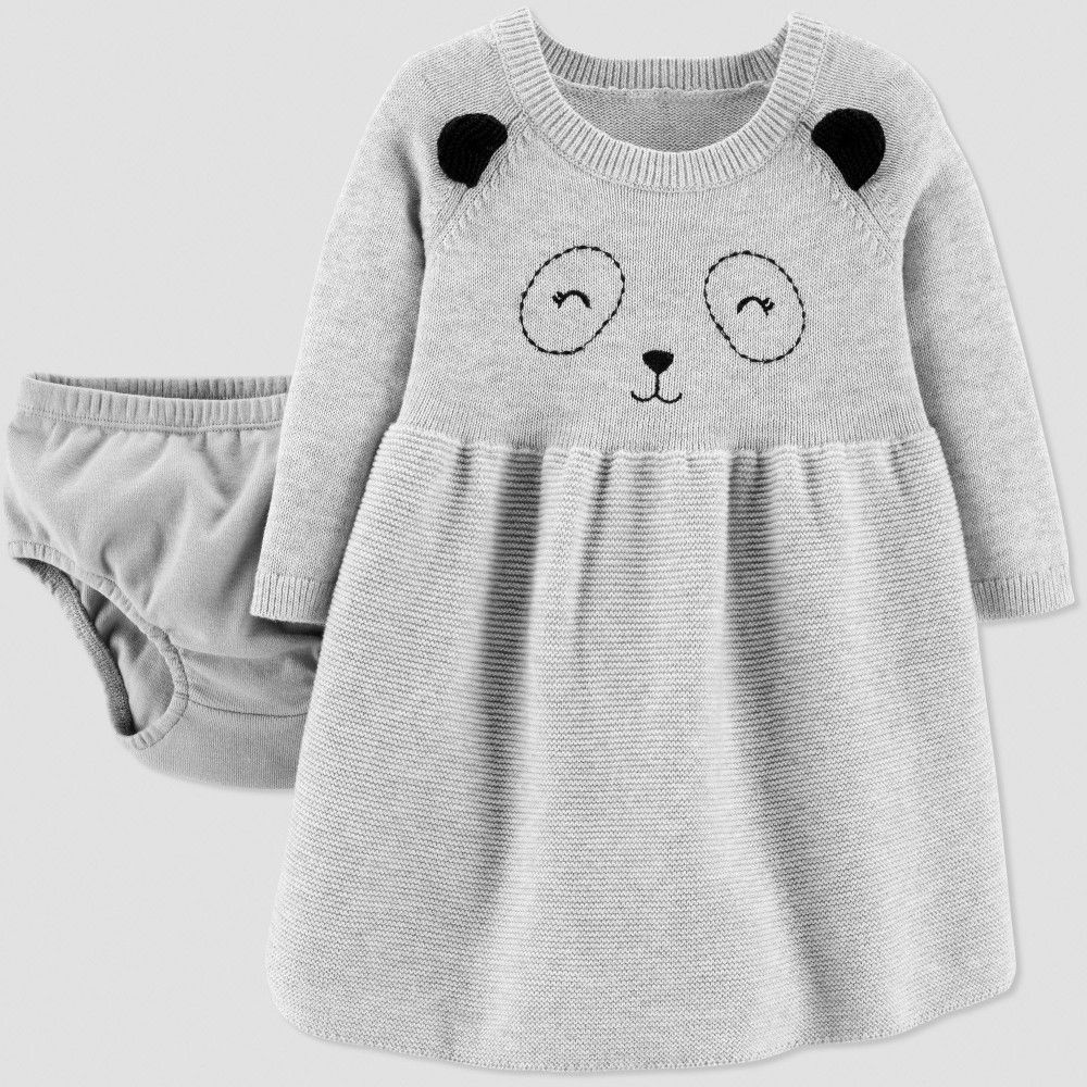 Just One You made by carter's Baby Girls' Panda Sweater Dress Gray 24M