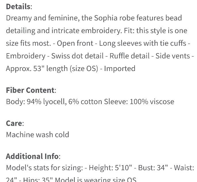 New Free People Robe With Embroidery, Beading Etc