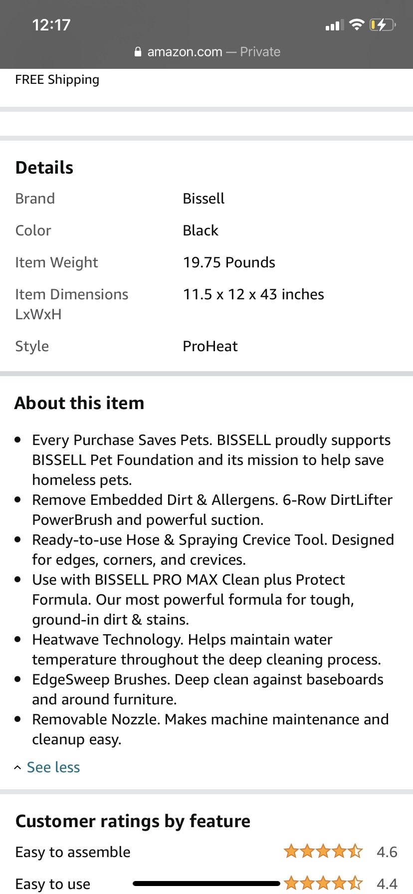 BISSELL Proheat Essential Carpet Cleaner and Carpet Shampooer,