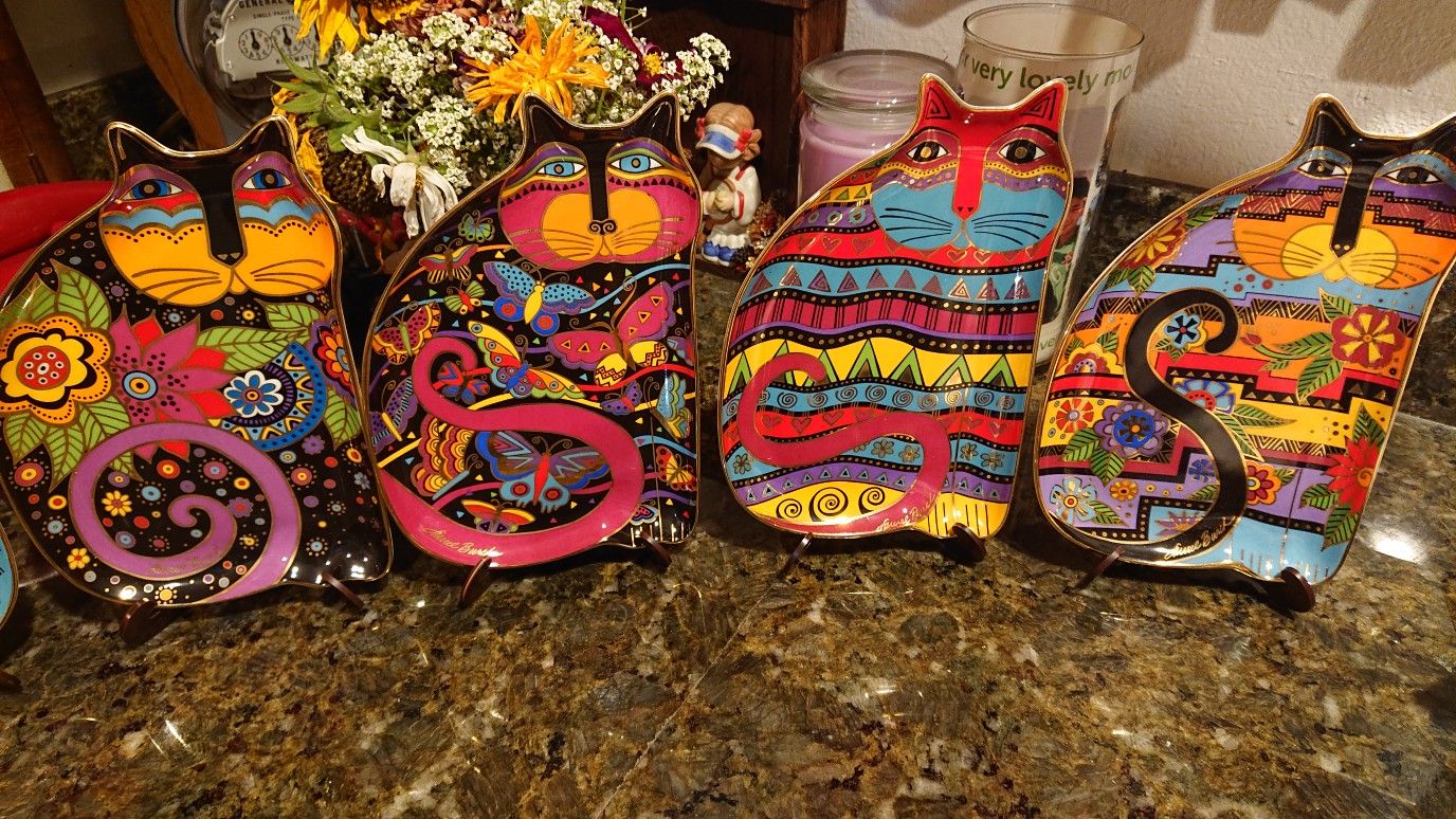 Set of Franklin Mint Collector Plate, Laurel Burch cat Plate