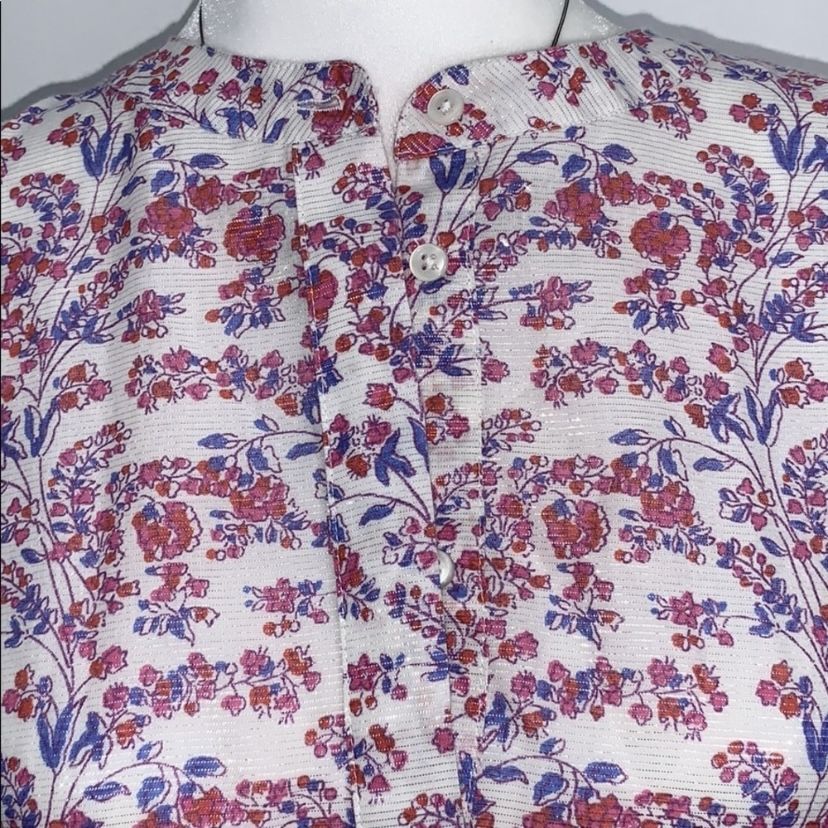 J. Crew Iris Block Print Popover Tunic Blouse Size Medium