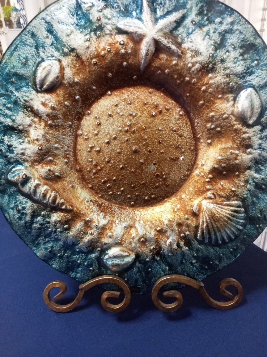 Seashells Decorative Plate And Stand