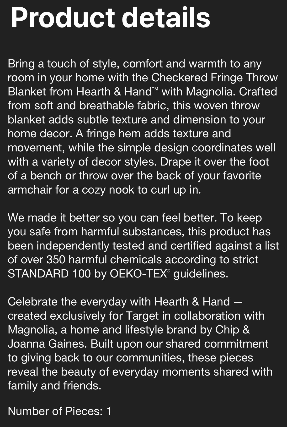 Checkered Fringe Throw Blanket Gray/Sour Cream -Hearth & Hand With Magnolia