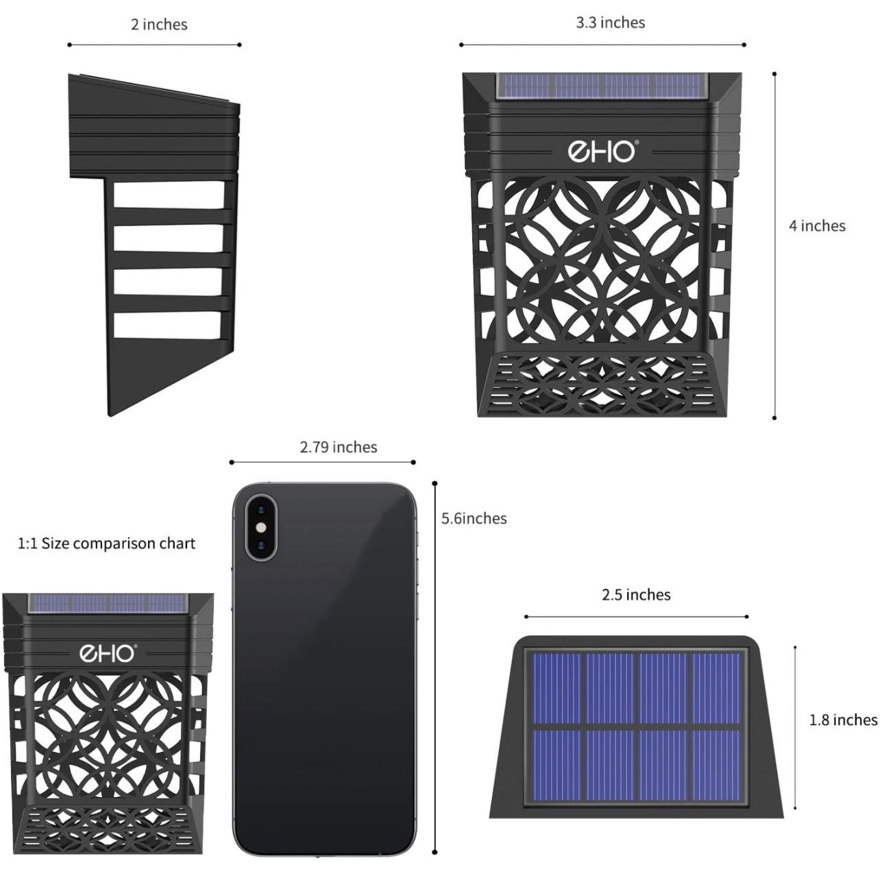 Solar Deck Lights, Solar Fence Lights Outdoor Waterproof LED Garden Decorative Lighting for Post,Patio, Front Door, Step, Stair, Landscape and Yard, W