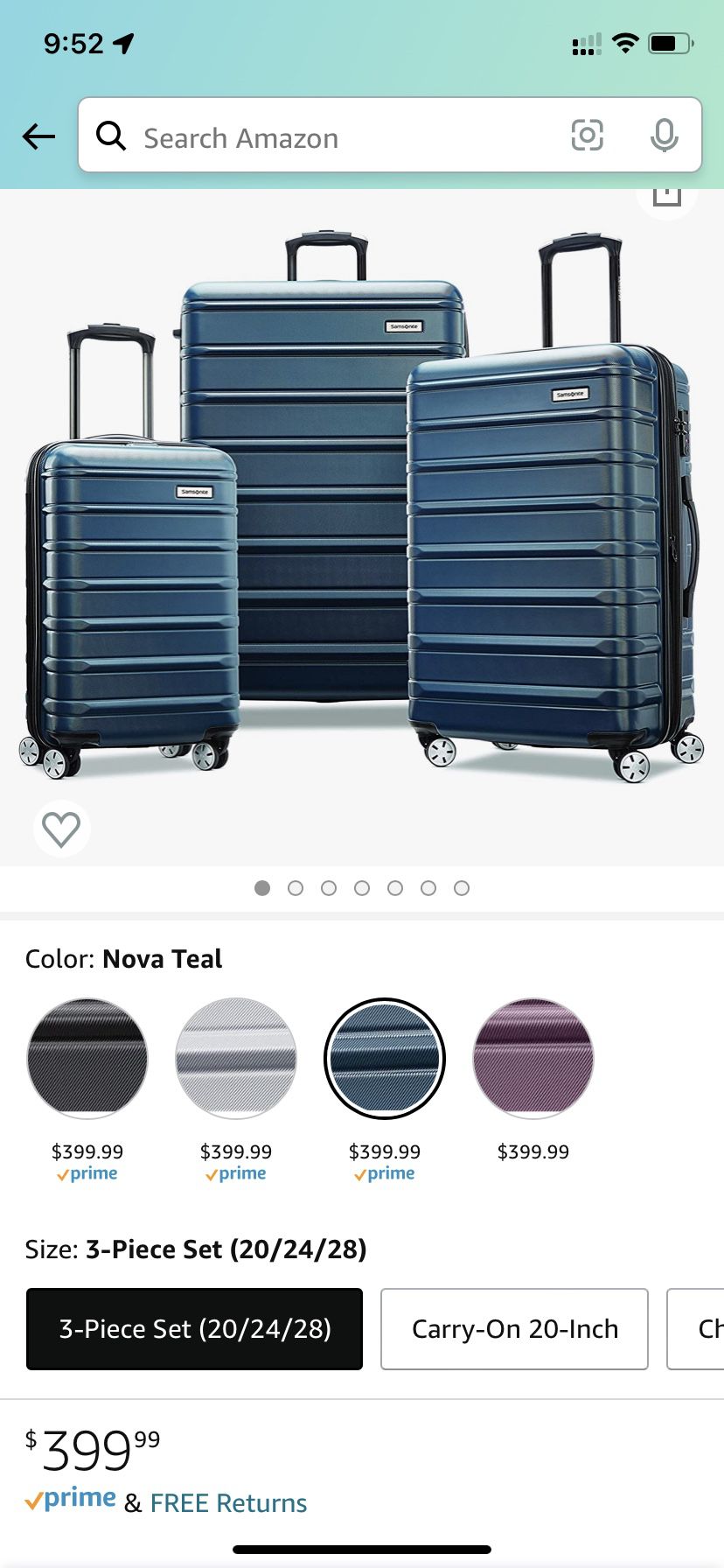 Luggage - Samsonite Omni 2 Hardside Expandable Luggage with Spinner Wheels, Nova Teal, 3-Piece Set
