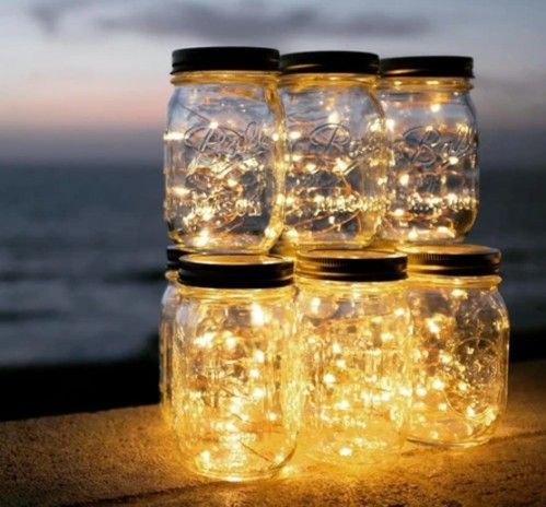 MASON JAR TEA LIGHT CANDLE HOLDERS SET OF 3 JARS & 6 TEA LIGHT CANDLES. $10
