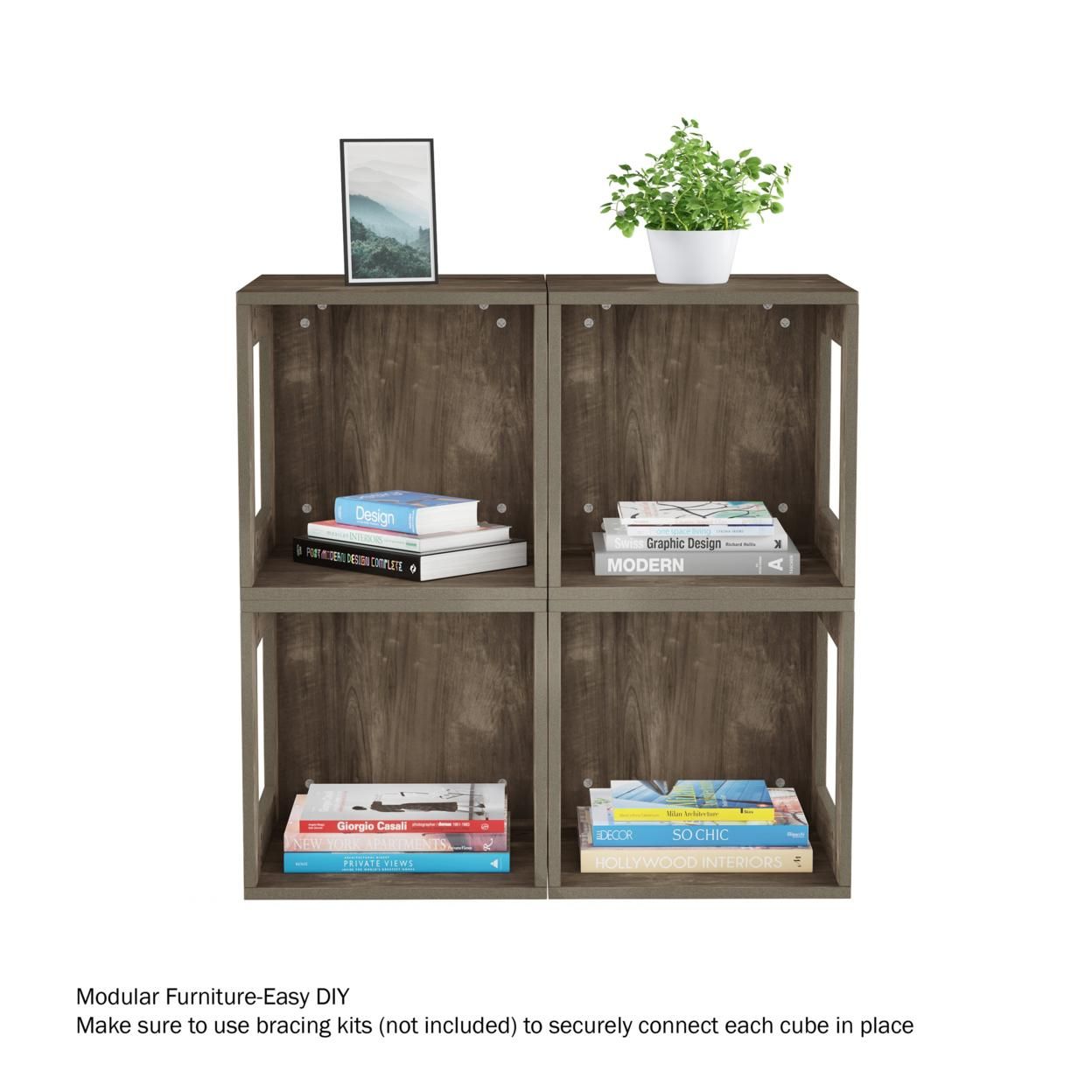Open End Table Stackable Contemporary Minimalist Modular Cube Accent Table with Open Sides