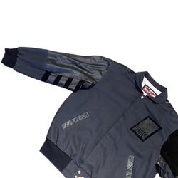 90s PHOENIX SUNS Jeff Hamilton NBA Leather Denim Jacket Large Rare Thumbnail