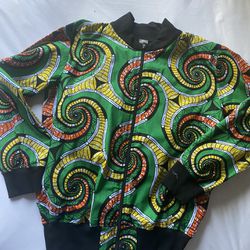 Ankara African Fabric Bomber Jacket Hoodie  Thumbnail