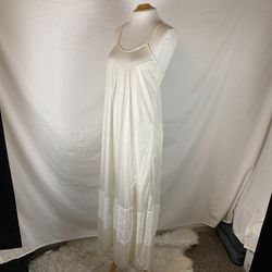 Vintage 70s Montgomery Ward Slip Nightgown Dress Floral Lace USA Made Sz S Thumbnail