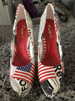 Alba Brand Red Wht And Blue 6 Inch Stilettos Size 7 Thumbnail