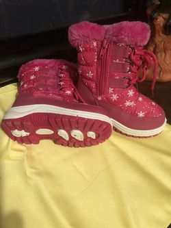 Fantiny Pink Toddler Girl Winter Snow Boots Sz 24 (8) Thumbnail