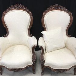Two Antique Wood Armchairs Louis XV style Thumbnail