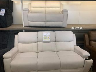 Hot Deal💎 $40 Down... Marwood Cream Reclining Living Room Set Sofa And Loveseat  ☆☆Same Day Delivery-In Stock☆☆ Thumbnail