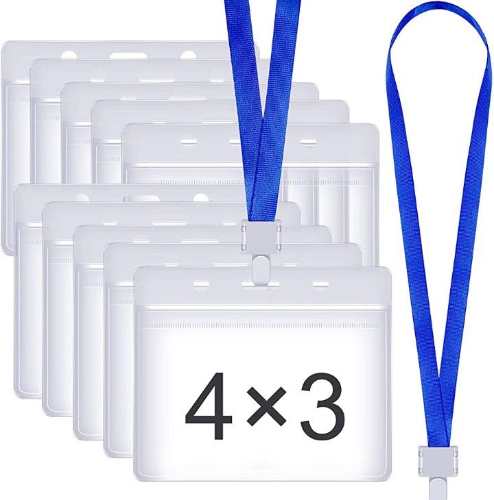 Badge holder W/blue lanyard- 10pcs in a Pack