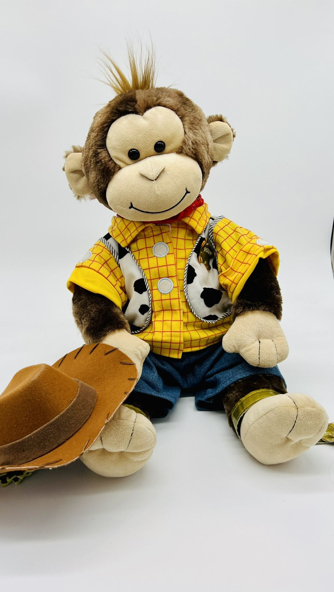 Build A Bear Brown 19" Smiling Monkey Plush Woody Toy Story Outfit 2016 RETIRED