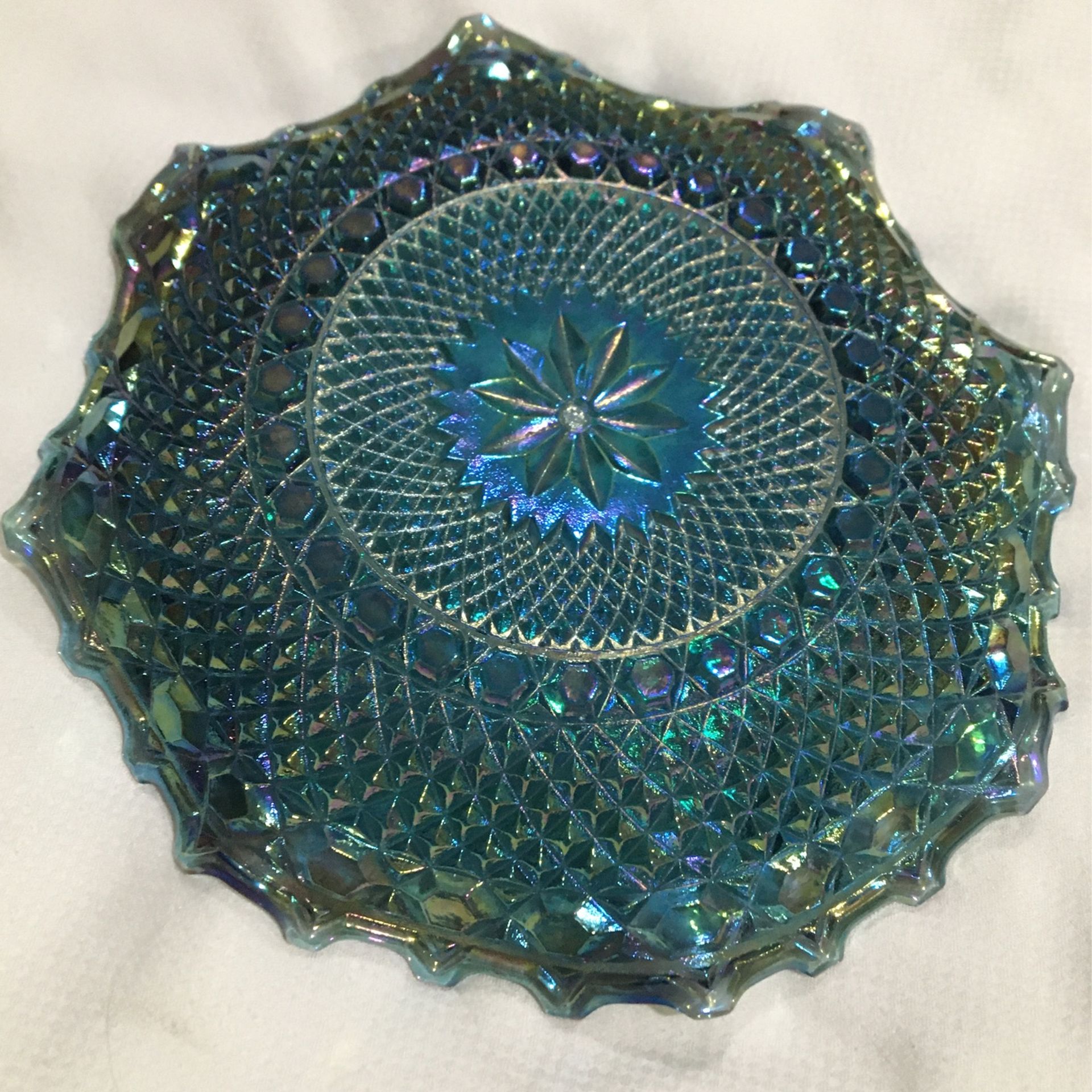Hand Crafted Antique Carnival Glass- 1(contact info removed) Purple/Blue/Green Glass