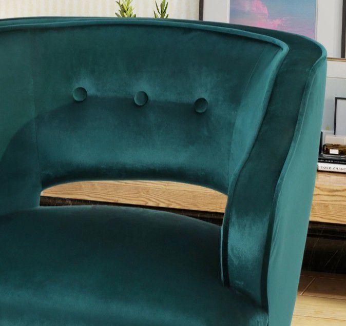 Teal Modern Velvet Cushioned Accent Chair