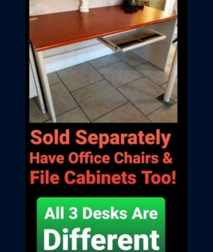 3 Desks + 1 Cubicle With Partitions + File Cabinets (Executive Commercial Office Reception Areas (Buy 1 or ALL)