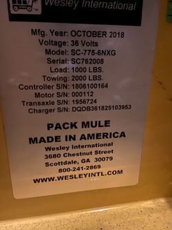 2018  PACK MULE Stock Chaser 36v AC  Thumbnail