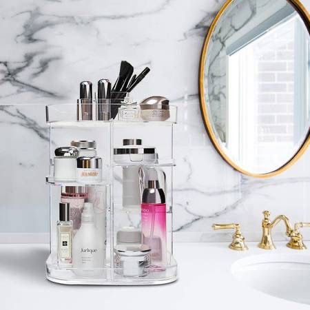 condition: new Makeup Organizer 360 Degree Rotating Storage, Multi-Function Clear Carousel Cosmetic Organizer with 5 Layers Large Capacity, Great f