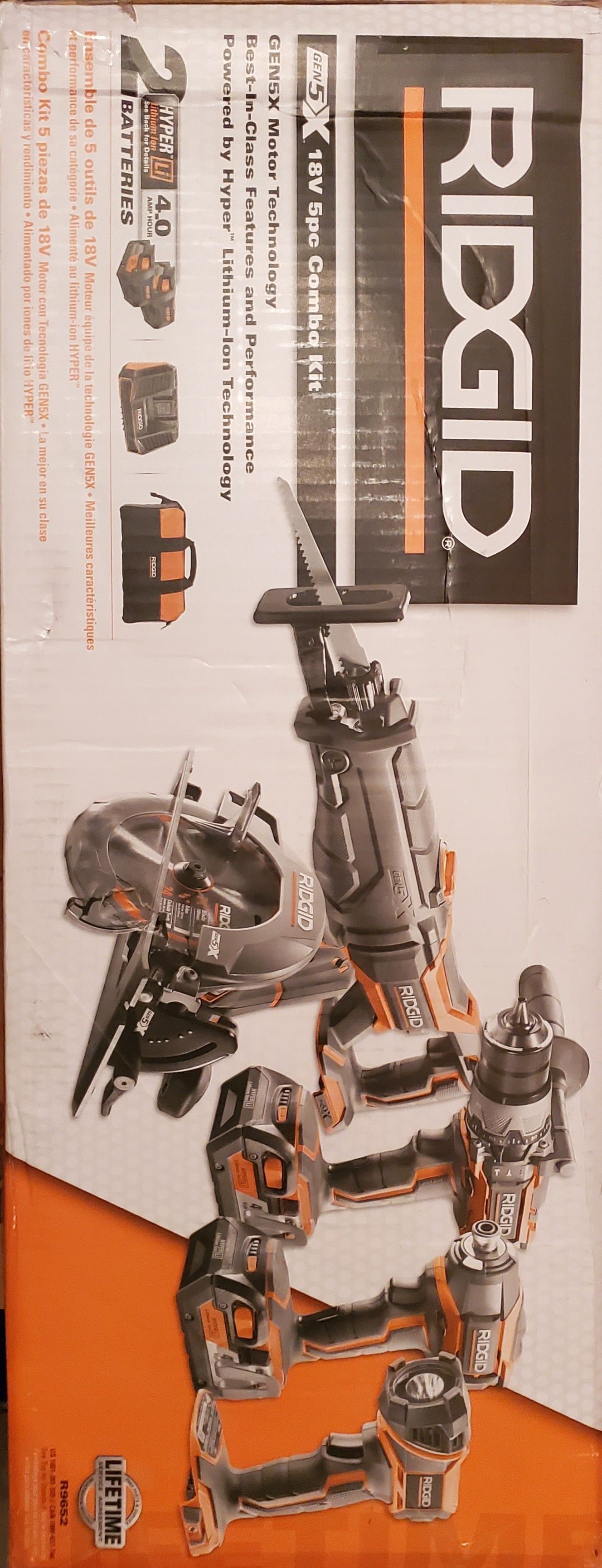 Ridgid 5pc Combo Kit Lithium Cordless Brand New