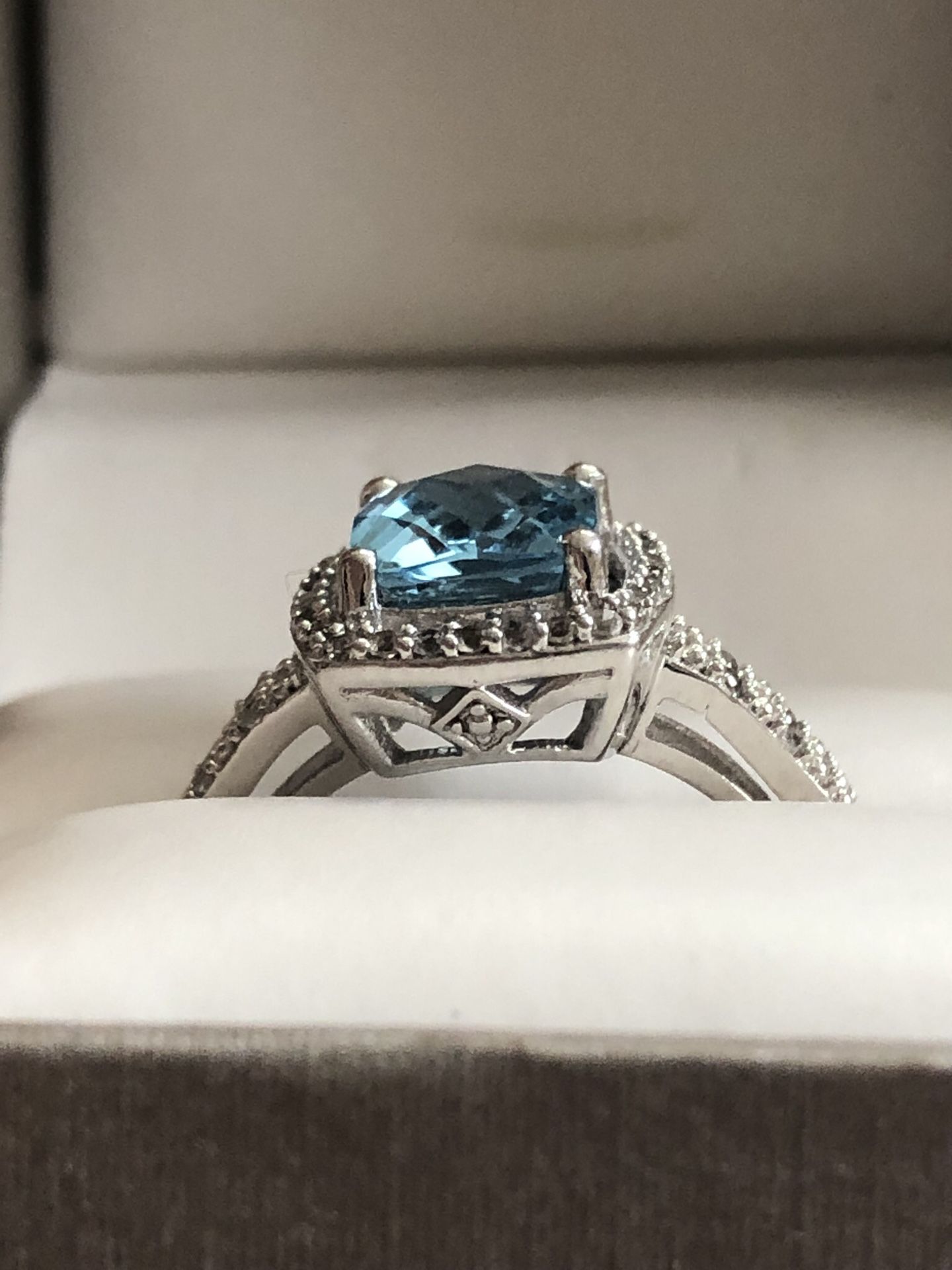 Blue Topaz and White Sapphire Ring