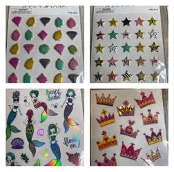 Scrapbook Stickers LOT (20) Neon, Unicorns, Mermaids, Rainbow Thumbnail
