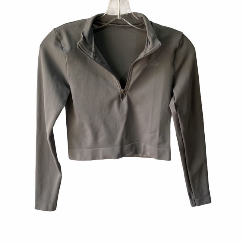 TALA Blaze Long-Sleeve Half-Zip Crop Top (S)