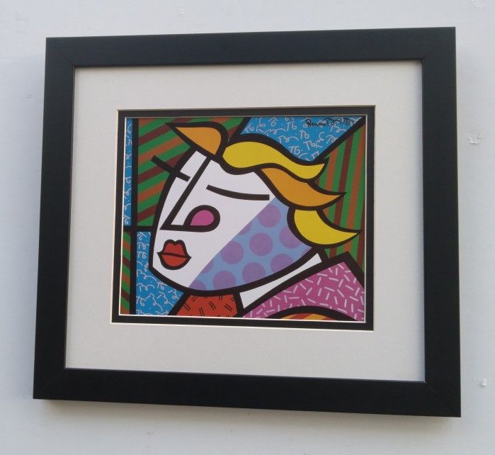 Romero Britto Monica Pop Art Signed Framed