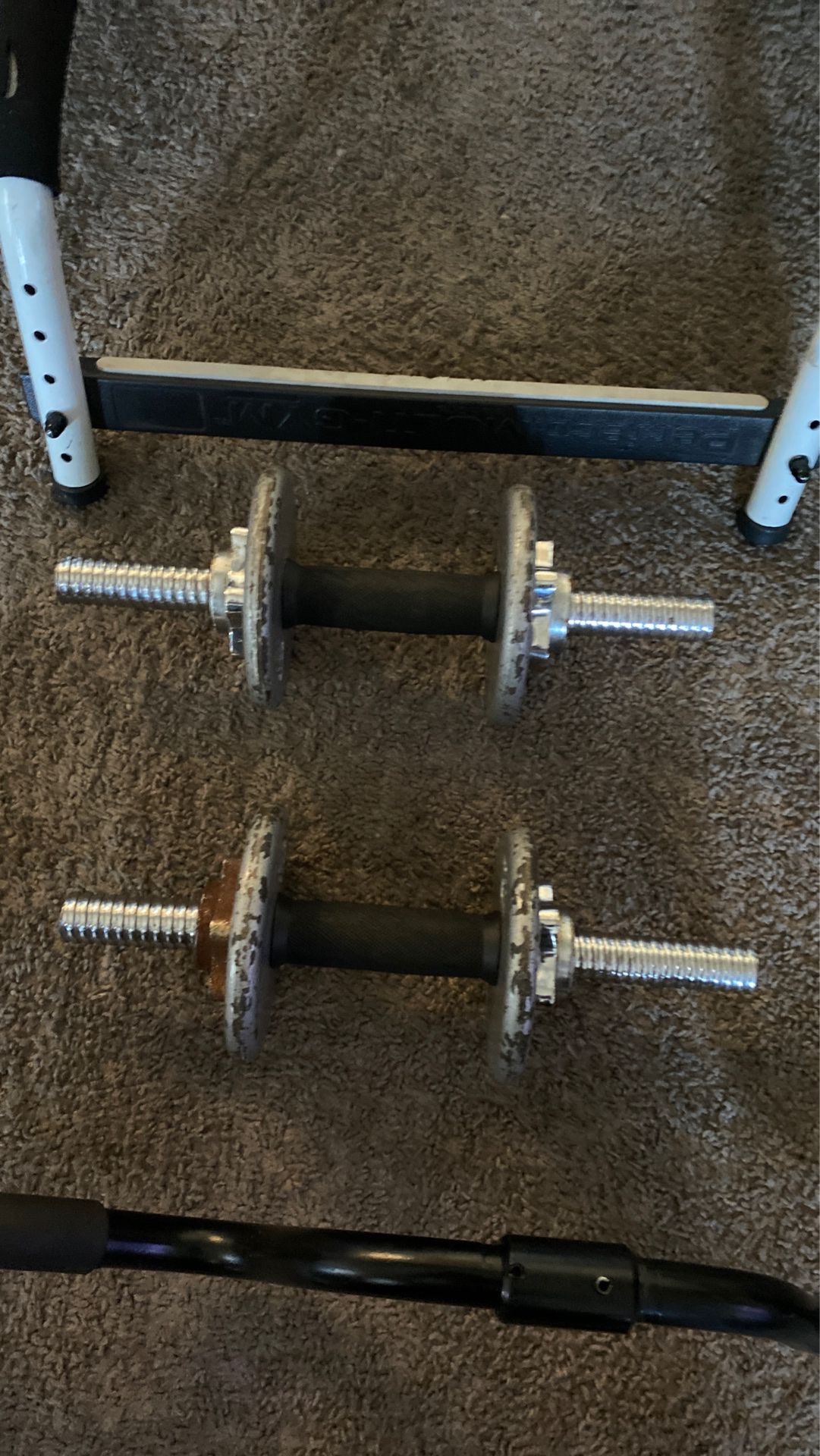 30 pounds in weight curl bar dumbbells adjustable and pull-up bar