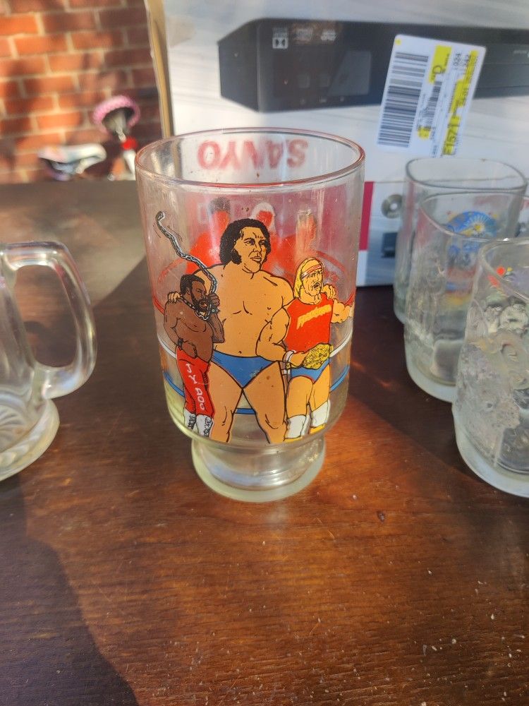 1980s WWF glass
