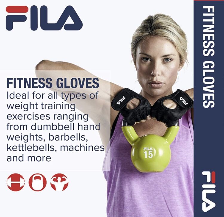 FILA Accessories Exercise Gloves - Classic Fitness Workout Gloves for Men & Women | Padded Palm Breathable Mesh | Ideal for Weightlifting, Floor Gym R