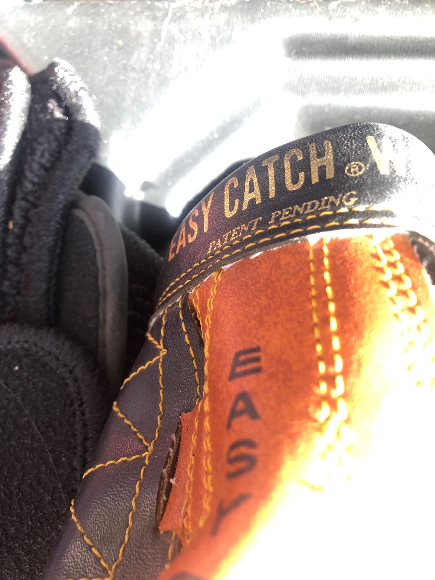 Baseball glove with ball