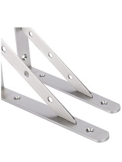 Amarine Made Pair Stainless Steel Solid Shelf Brackets,8",10",12", Shelf Support Corner Brace Joint Right Angle Bracket (8"X5-1/2") Thumbnail