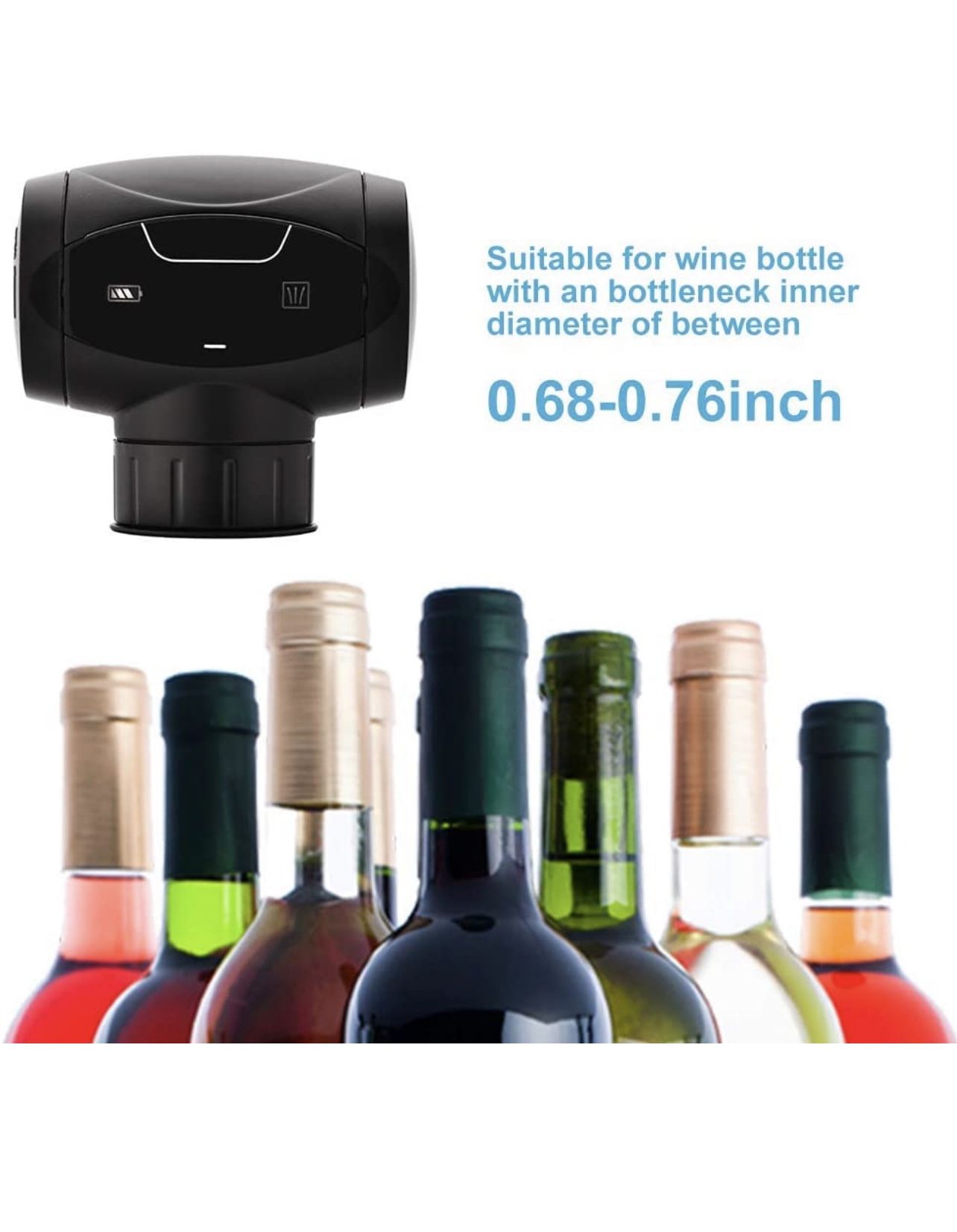 Wine Vacuum Stopper, Battery Powered Automatic 2-in-1 Electronic Wine Savers