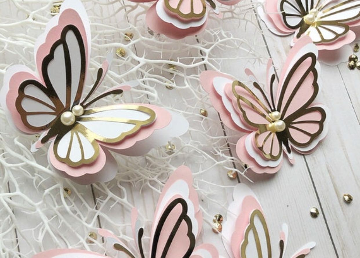 3D paper butterflies. 6 Butterflies Set
