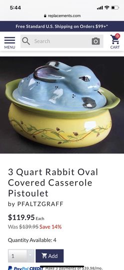 3 Quart Rabbit Oval Covered Casserole Pistoulet by PFALTZGRAFF Thumbnail