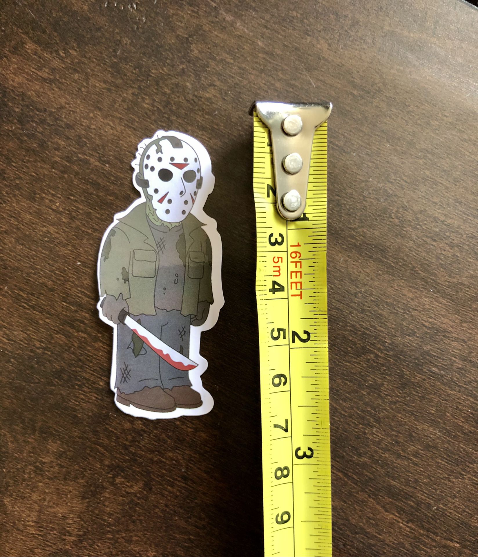 Friday the 13th Jason decal sticker. Great for laptops, skateboards, luggage, etc.
