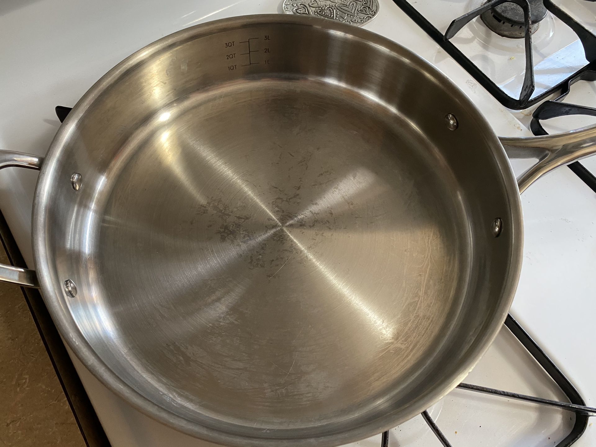 Pampered Chef Stainless Steel 12 Inch Skillet with Glass Lid