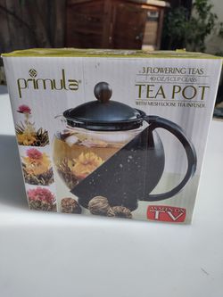 Primula Half Moon Teapot with Removable Infuser, Borosilicate Glass Tea Maker, Stainless Steel Filter, Dishwasher Safe, 40-Ounce, Never used.  Thumbnail