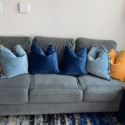 Sofa, Chair, Coffee Table, End Table, Console Table, Shoe Bench, Dresser(Price Negotiable), And Two Matching Nightstands, Pillow Covers and Blankets Thumbnail