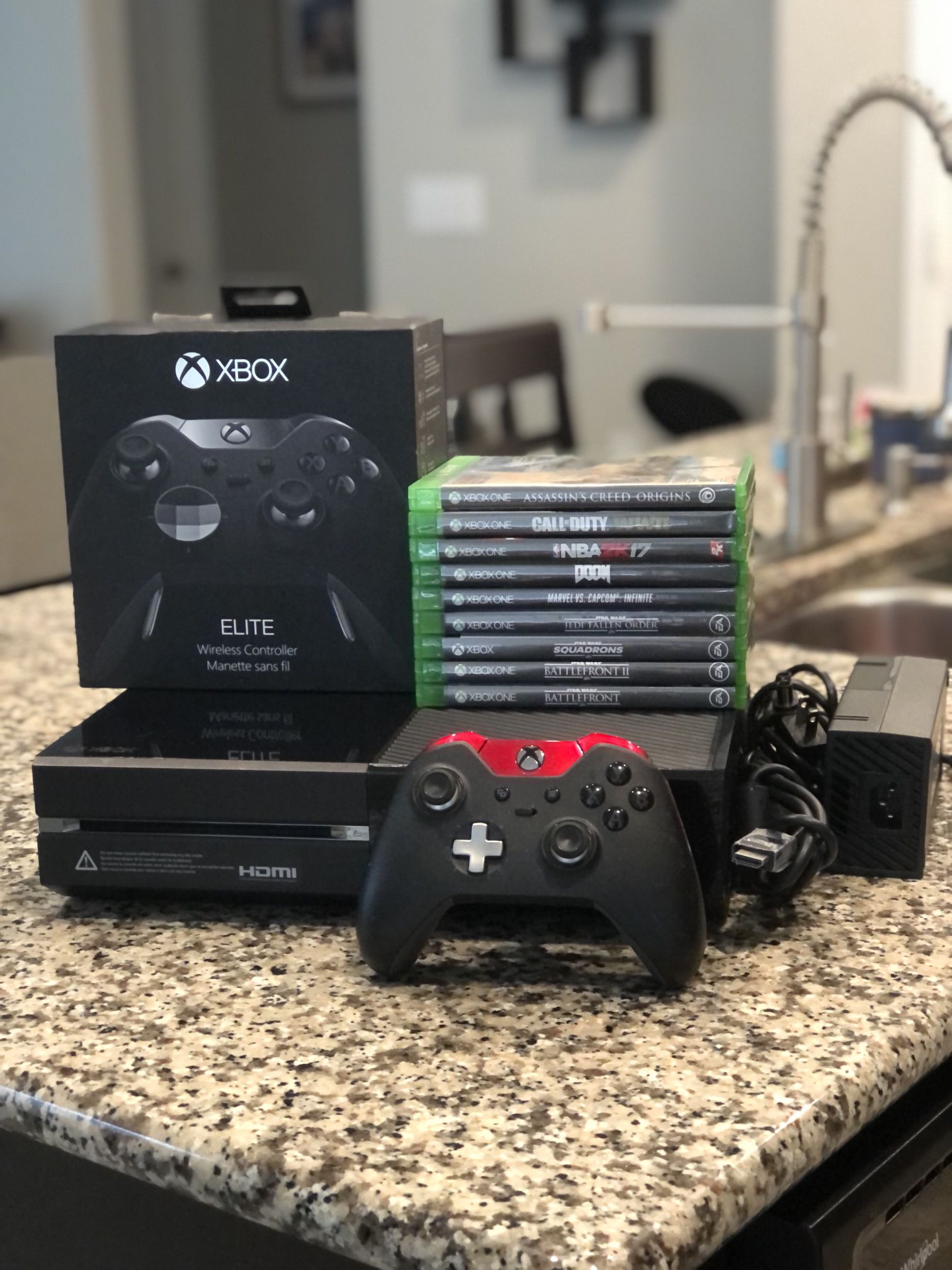 Xbox One Bundle with Elite Controller with Box and 9 Games